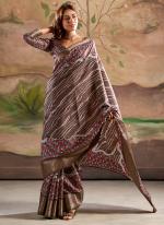 Dola Silk Brown Casual Wear Printed Saree